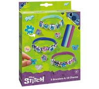 TM ESSENTIALS Stitch Lot de 18 bracelets pour enfants - Bracelets jaunes, bleus et rouges pour créer votre propre créativité - Plaisir de bijoux unique avec de jolis motifs Stitch, 14 Cm, Caoutchouc,
