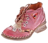 TMA 5155 Chaussures de cheville en cuir pour femme Noir/gris Bleu Blanc Talon bloc, rouge, 39 EU