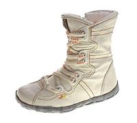TMA Bottines pour femme en cuir, noires, jaunes, bleues, rouges, verts, blanches, bottes d'hiver à hauteur de chevilles, en cuir véritable, doublées - blanc - Weiß,