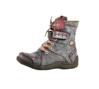 TMA EYES Women's PU Leather Non-slip Lace-up casual ankle boots fashion non-slip and patchwork with handstitching upper Boots(Noir,39)