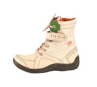 TMA EYES Women's PU Leather Non-slip Lace-up casual ankle boots fashion non-slip and patchwork with handstitching upper Boots(Blanc,41)