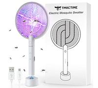 TMACTIME 2 en 1 Raquette Anti Moustique Electrique - 4000V Raquette Moustique Insectes, Rechargeable par USB Éclairage LED avec Batterie, Convenant pour Maison, Chambre à Coucher, Cuisine, Balcon