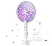 TMACTIME Tapette anti-moustiques 2 en 1 avec base rechargeable | UV attractif 395nm pour intérieur extérieur