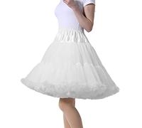Tmade Jupe en Tulle pour Femme - Jupon de Cosplay Multicouche - Jupe Tutu pour Halloween Rock Party Festival Celebration Longueur : 55 cm - Tour de Taille : 56-100 cm(Blanc Plus)