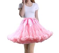 Tmade Jupe en Tulle pour Femme - Jupon de Cosplay Multicouche - Jupe Tutu pour Halloween Rock Party Festival Celebration Longueur : 40 cm - Tour de Taille : 56-100 cm(Jupe Rose Pure)