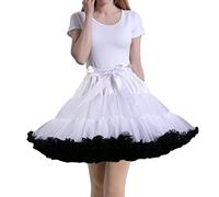 Tmade Jupe en Tulle pour Femme - Jupon de Cosplay Multicouche - Jupe Tutu pour Halloween Rock Party Festival Celebration Longueur : 40 cm - Tour de Taille : 56-100 cm(Blanc et Noir)