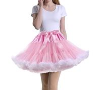 Tmade Jupe en Tulle pour Femme - Jupon de Cosplay Multicouche - Jupe Tutu pour Halloween Rock Party Festival Celebration Longueur : 40 cm - Tour de Taille : 56-100 cm(Rose)