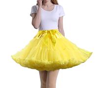 Tmade Jupe en Tulle pour Femme - Jupon de Cosplay Multicouche - Jupe Tutu pour Halloween Rock Party Festival Celebration Longueur : 40 cm - Tour de Taille : 56-100 cm(Jaune)