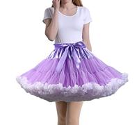 Tmade Jupe en Tulle pour Femme - Jupon de Cosplay Multicouche - Jupe Tutu pour Halloween Rock Party Festival Celebration Longueur : 40 cm - Tour de Taille : 56-100 cm(Violet et Blanc)