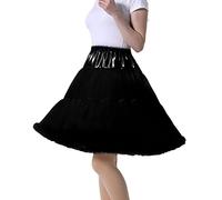 Tmade Jupe en Tulle pour Femme - Jupon de Cosplay Multicouche - Jupe Tutu pour Halloween Rock Party Festival Celebration Longueur : 55 cm - Tour de Taille : 56-100 cm(Noir Plus)