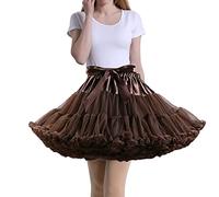 Tmade Jupe en Tulle pour Femme - Jupon de Cosplay Multicouche - Jupe Tutu pour Halloween Rock Party Festival Celebration Longueur : 40 cm - Tour de Taille : 56-100 cm(café)
