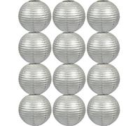 Tmade Lot de 12 lanternes en Papier argenté de 15 cm pour décoration extérieure : Anniversaire, Mariage, fête, Jardin, décoration de la Maison, Festival
