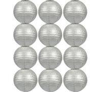 Tmade Lot de 12 lanternes en Papier argenté de 20 cm pour décoration extérieure : Anniversaire, Mariage, fête, Jardin, décoration de la Maison, Festival