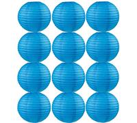 Tmade Lot de 12 lanternes en Papier Bleu de 25 cm pour décoration extérieure : Anniversaire, Mariage, fête, Jardin, décoration de la Maison, Festival