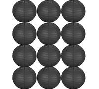 Tmade Lot de 12 lanternes en Papier Noir de 20 cm pour décoration extérieure : Anniversaire,Mariage, fête, Jardin, décoration de la Maison, Festival