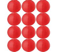 Tmade Lot de 12 lanternes en Papier Rouge de 30 cm pour décoration extérieure : Anniversaire, Mariage, fête, Jardin, décoration de la Maison, Festival