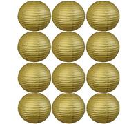 Tmade Tmade Lot de 12 lanternes en Papier doré de 15 cm pour décoration extérieure : Anniversaire, Mariage, fête, Jardin, décoration de la Maison, Festival
