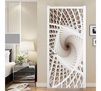 TMANQ 3D Autocollants De Porte Art Decor Vinyle Mural Amovible Poster Trompe l'oeil Mural 77X200Cm Créativité en Spirale Blanche - Décoration pour Porte Cuisine, Salon, Chambre, Salle De Bain