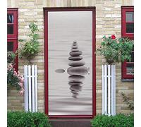 TMANQ 3D Wall Sticker Autocollant Art Decor Vinyle Mural Amovible Poster Trompe L'Oeil Mural 77X200Cm Pavé De Surface De L'Eau Noir Et Blanc - Décoration Pour Porte Cuisine, Salon, Chambre, Salle De B