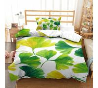 TMBKSDLLB Feuilles de Ginkgo Ensemble Housse Couette 3P Qualité Hôtel avec Housses Oreillers Fermeture Éclair Ultra Doux Lavable en Machine Polyvalent Single（135x200cm）
