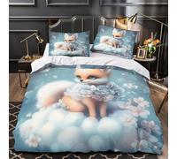 TMBKSDLLB Renard Mignon 3D Imprimé Drap de Couette 3 pièces Microfibre Lavable Machine Fantaisie Housse de Couette 2 taies Anti-Decoloration Adolescents Jeunes Adultes Single (135x200cm)