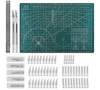 TMBMLPP 59PCS Tapis de Découpe Autocicatrisant A3,Tapis de Coupe avec 55 Couteaux de Bricolage en Acier Couteau à Main Tapis de Bricolage Auto-Réparant Vert pour Artisanat Scrapbooking