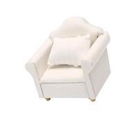 Tmboryuu 1:12 Accessoires pour maison de poupée Canapé en tissu blanc avec structure en bois Fauteuil Love Seat pour salon Paysage Décoration Enfant Maison de Poupée Accessoire