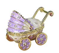 Tmboryuu Boîte à bijoux en métal pour bébé avec finition émaillée et strass - Élégante décoration d'intérieur sur le thème du carrosse - Avec décoration émaillée et strass