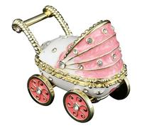 Tmboryuu Boîte à bijoux en métal pour bébé avec finition émaillée et strass - Élégante décoration d'intérieur sur le thème du carrosse - Avec décoration émaillée et strass