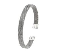 Tmboryuu Bracelet jonc moderne en forme de C en acier inoxydable réglable unisexe bijoux délicats en maille d'acier inoxydable, One Size, Comme décrit