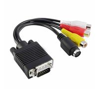 Tmboryuu Câble adaptateur vidéo universel VGA AV S, compatible avec les téléviseurs, projecteurs et systèmes de cinéma maison, câble convertisseur VGA AV