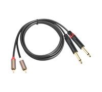 Tmboryuu Câble portable double de 6, 35 mm, 1/4 pouce, idéal pour une utilisation mobile en voyage et boîtier en alliage léger plaqué or