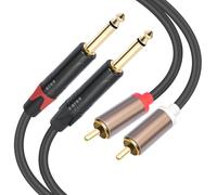 Tmboryuu Câble portable double de 6, 35 mm, 1/4 pouce, idéal pour une utilisation mobile en voyage et boîtier en alliage léger plaqué or