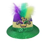 Tmboryuu Casquette Jazzy à plumes et paillettes pour les fêtes de carnaval, les célébrations de vacances avec des couleurs chatoyantes pour les fêtes de StPatricks StPatricks Day Hat