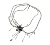 Tmboryuu Chaîne de taille en perles à plusieurs couches avec frange en gouttelettes et décoration de pétales en métal pour des bijoux de corps confortables, accessoire de taille en perles florales