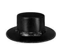 Tmboryuu Chapeau de docteur steampunk en cuir synthétique noir pour Halloween, cosplay, bal masqué pour femme
