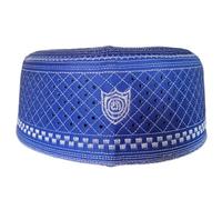 Tmboryuu Chapeau musulman pour homme - Asie du Sud-Est - Culte malais - Turban de prière - Vintage - Broderie exquise - Chapeau artisanal, bleu, S