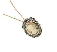 Tmboryuu Collier avec pendentif camée ovale avec strass en cristal fait à la main vintage accessoire élégant pour rehausser la tenue, taille unique, Comme décrit