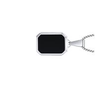 Tmboryuu Collier avec pendentif géométrique moderne en acier inoxydable pour homme avec pierres naturelles rectangulaires, accessoire pour tous les jours en acier inoxydable unisexe, taille unique