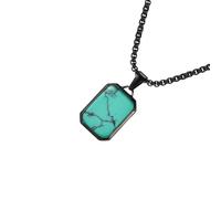 Tmboryuu Collier avec pendentif géométrique moderne en acier inoxydable pour homme avec pierres naturelles rectangulaires, accessoire pour tous les jours en acier inoxydable unisexe, taille unique
