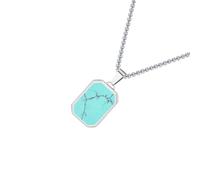 Tmboryuu Collier avec pendentif géométrique moderne en acier inoxydable pour homme avec pierres naturelles rectangulaires, accessoire pour tous les jours en acier inoxydable unisexe, taille unique