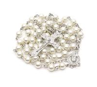 Tmboryuu Collier croix catholique bénie chapelet perles clavicule collier homme femme médaille croix longue chaîne bijoux catholique collier pour femme, taille unique, Comme décrit, Comme décrit.