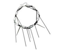 Tmboryuu Collier de perles en spirale conique, bijoux Design foncé avec détails frangés, confortable pour un usage quotidien