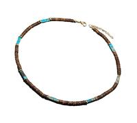 Tmboryuu Collier élégant fabriqué à partir de noix de coco marron naturel et de perles de pierre, chaîne de clavicule unique pour un usage quotidien collier convivial, taille unique, Comme décrit