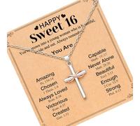 Tmboryuu Collier en acier inoxydable sans date en or rose, breloque de croix plénière, bijoux légers, significatif pour elle, collier de symboles plénières en or rose
