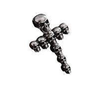 Tmboryuu Collier unisexe gothique avec pendentif en forme de tête de mort - Design vintage - Chaîne réglable - Bijou unique - À porter au quotidien ou à offrir - Pendentif gothique en forme de croix