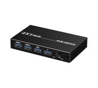 Tmboryuu Commutateur de Port d ' Affichage KVM 2 Ports 4K 60Hz, Hub USB C en Alliage d ' Aluminium pour Clavier, Souris, imprimante, Partage Entre 2 systèmes, Changement KVM USB
