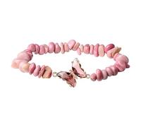Tmboryuu Cristaux naturels avec breloque papillon - Design réglable - Bijoux d'énergie pour la relaxation - Perle en pierre réglable pour femme, One Size, Comme décrit