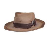 Tmboryuu Élégant chapeau britannique en feutre pour femme, carnaval, festival vieilli avec plumes Fedoras pour hommes, chapeaux pour hommes et femmes, marron, Gypsy, Taille unique