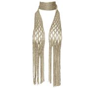 Tmboryuu Élégant foulard brodé en tricot creux pour femme, taille réglable, accessoires photo, petite écharpe fine à détails creux, doré, Taille unique